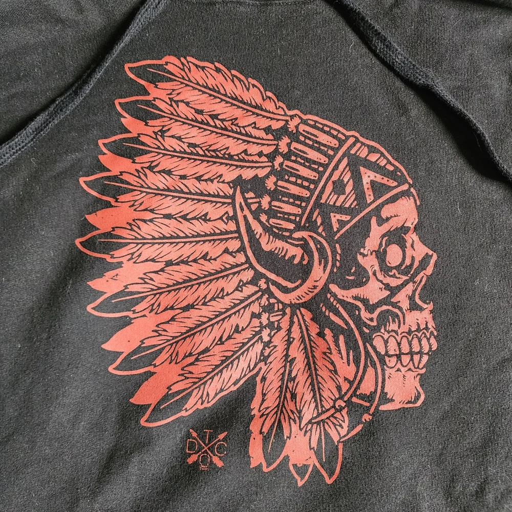 The Drive Clothing Black Hoodie with Red Headdress Skull Graphic - Picture 2 of 4